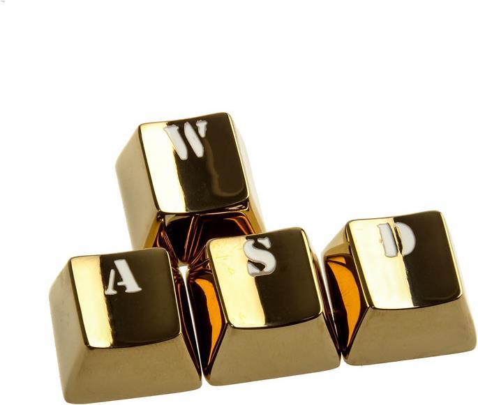 Actual product image King Mod Metal Keycaps WASD set for LED keyboards, gold