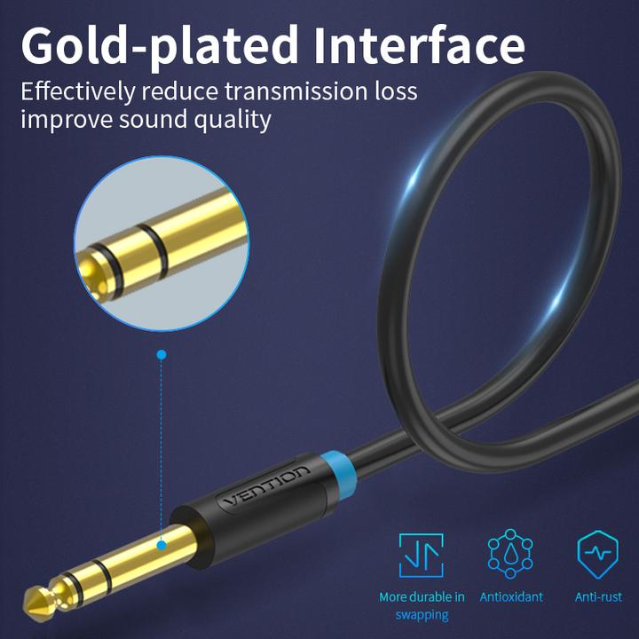 Actual product image Vention 3.5mm TRS Male to 6.35mm Male Audio Cable 3m BABBI (black) (3 m, AUX cable)
