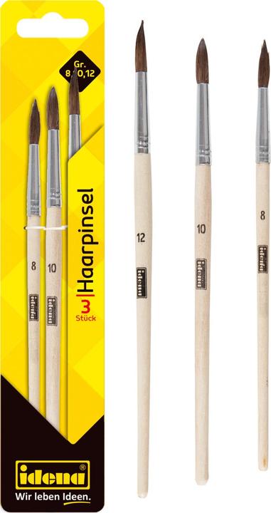 Produktbild Idena Haarpinsel 3er Grössen 8 10 12 FSC100% (12 mm)