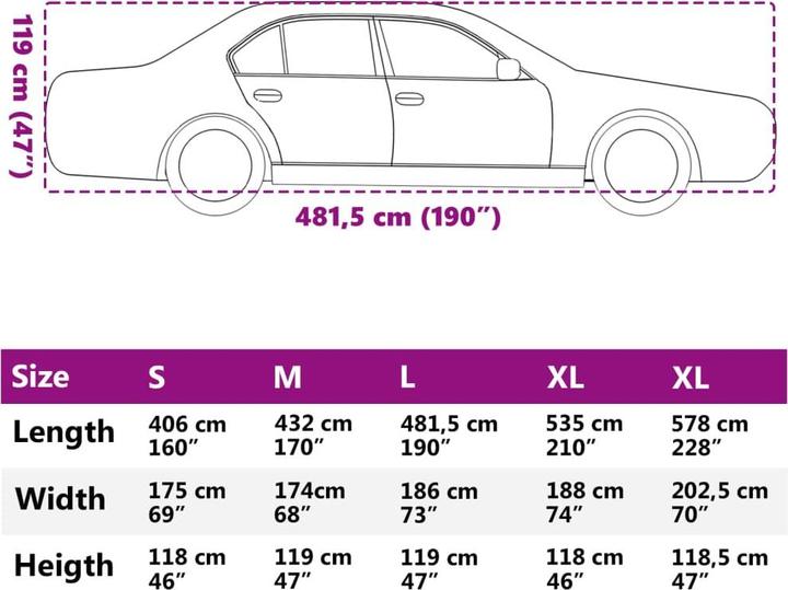 Nutritional values and ingredients vidaXL Car cover for saloon hail protection full L & silver