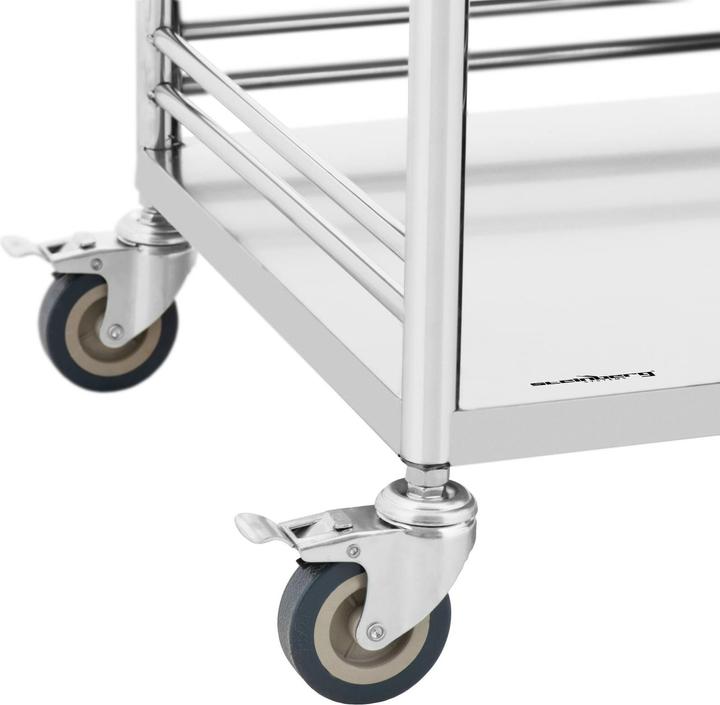 Produktbild Steinberg Etagen-Wagen Wäschewagen mit Rollen Edelstahl 3 Ablagen + Wäschesack 50 kg (50 kg, 3)