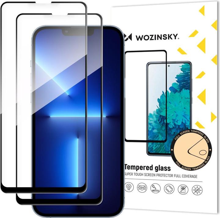 Wozinsky set of 2x super-strong Full Glue full screen tempered glass with Case Friendly frame iPhone (2 Stück, Apple iPhone 13 Pro)