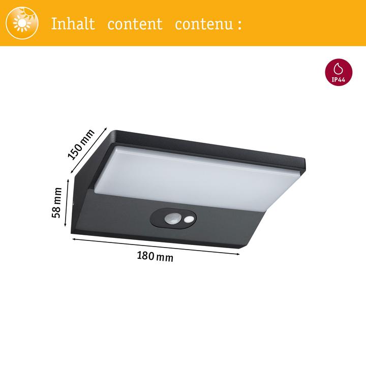Immagine prodotto Paulmann Lampada da parete solare Ronas (310 lm, IP44)