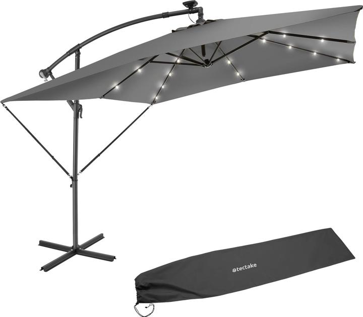 Produktbild tectake Sonnenschirm Sunna LED-Solar mit Kurbel 2,5 x 2,5 m (2.50 m)