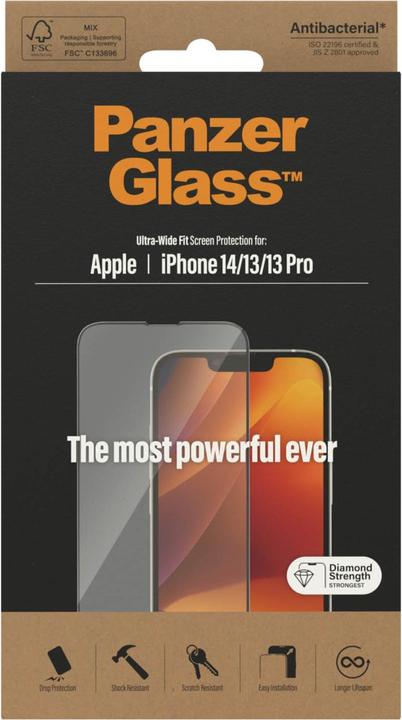 Actual product image PanzerGlass Ultra-Wide Fit (1 Piece, Apple iPhone 13, Apple iPhone 14, Apple iPhone 13 Pro)