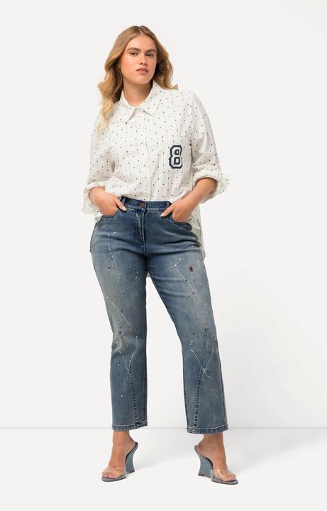 Produktbild Ulla Popken Jeans Mandy, Farbspritzer, Ziernaht, weites Bein (54)