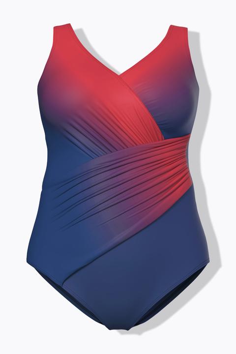 Actual product image Ulla Popken Gradient Wrap Look One Piece Swimsuit (48)