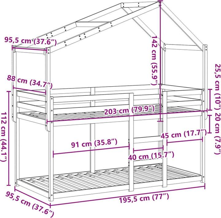 Produktbild vidaXL Etagenbett (90 x 190 cm)