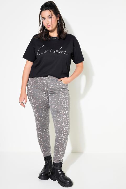 Immagine prodotto Studio Untold Skinny jeans a vita alta con taglio a cinque tasche e stampa leopardata (52)