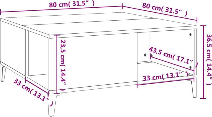 Image du produit vidaXL Couchtisch (80 x 80 x 36.50 cm)