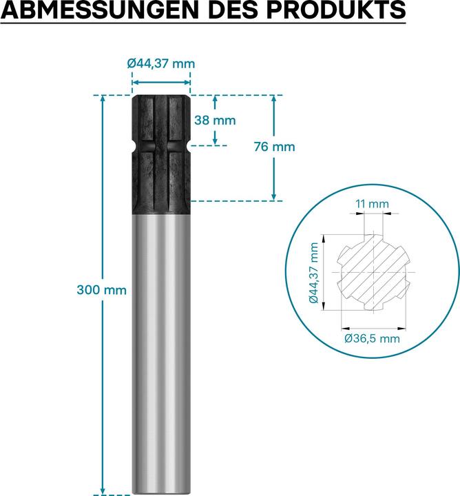 Produktbild Wiltec Zapfwellen Keilwelle C1 300 mm Vielkeilwelle für PTO-Shaft mit 1 3/4" Z6 Traktor (Rasentraktor, Traktorzubehör)