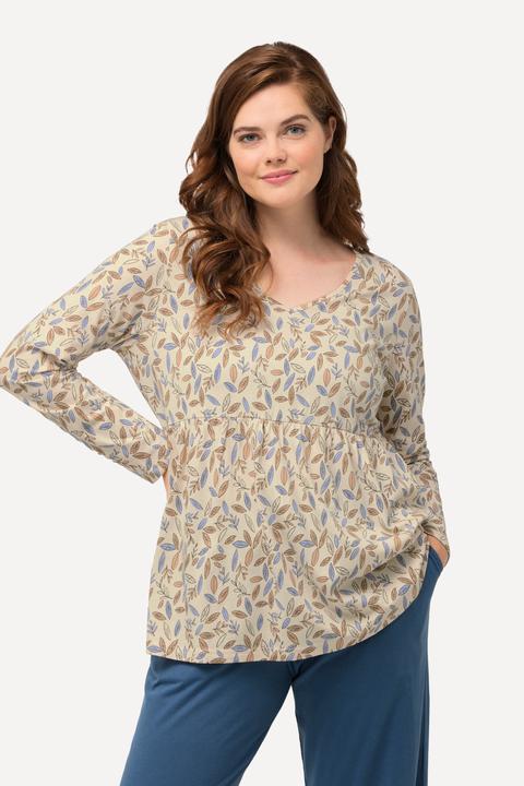 Produktbild Ulla Popken Schlafshirt, Blätter, V-Ausschnitt, Langarm (46, 48)