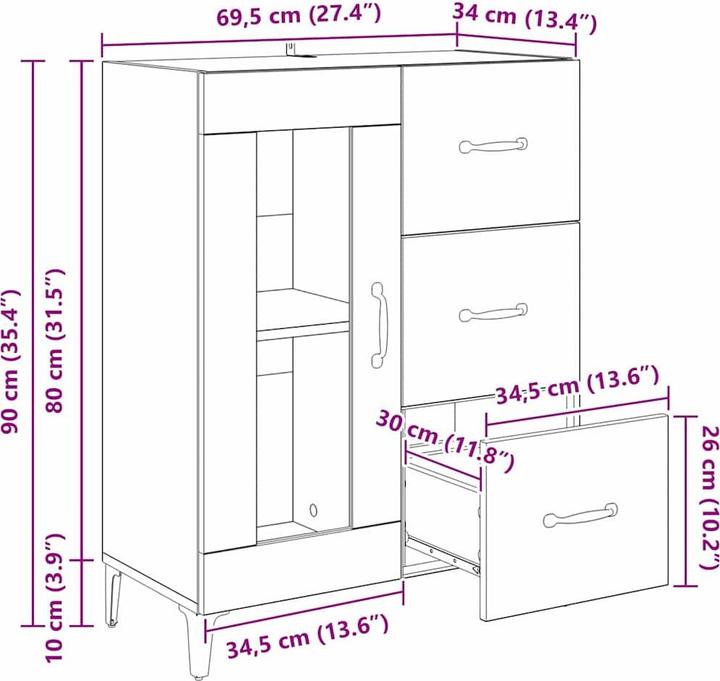 Actual product image vidaXL Sideboard (34 x 34 x 90 cm)