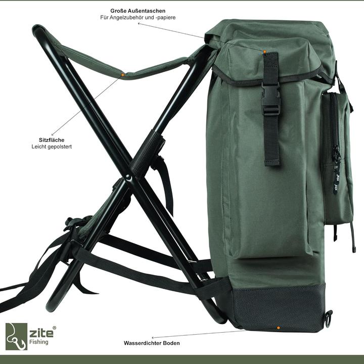 Image du produit Zite Sac à dos de pêche avec chaise