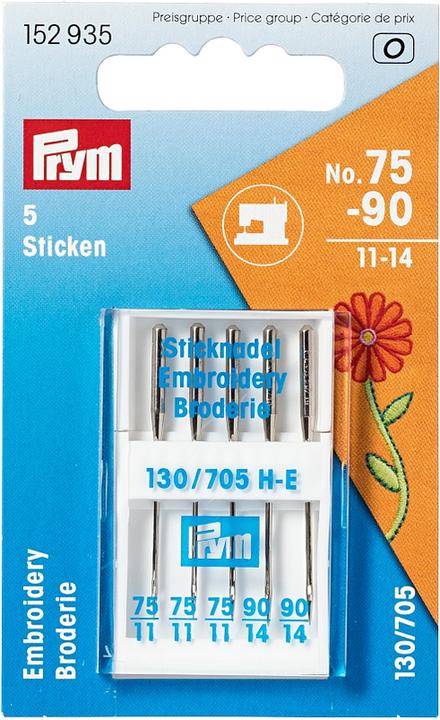 Prym Nähmaschinennadel Sticken NM75 + 90, SB5