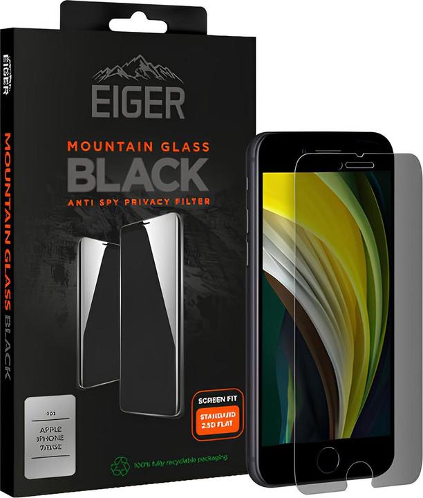 Produktbild Eiger Mountain Glass Black (1 Stück, Apple iPhone SE (2nd Gen), Apple iPhone 8, Apple iPhone 7, Apple iPhone 6s, Apple iPhone 6, Apple iPhone SE (3rd Gen))