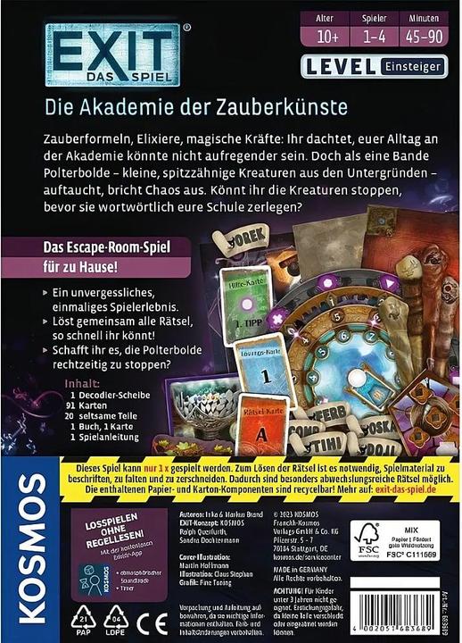 Image du produit Kosmos EXIT® - Le jeu : L'école de magie (Allemand, 1 - 4 Joueur)