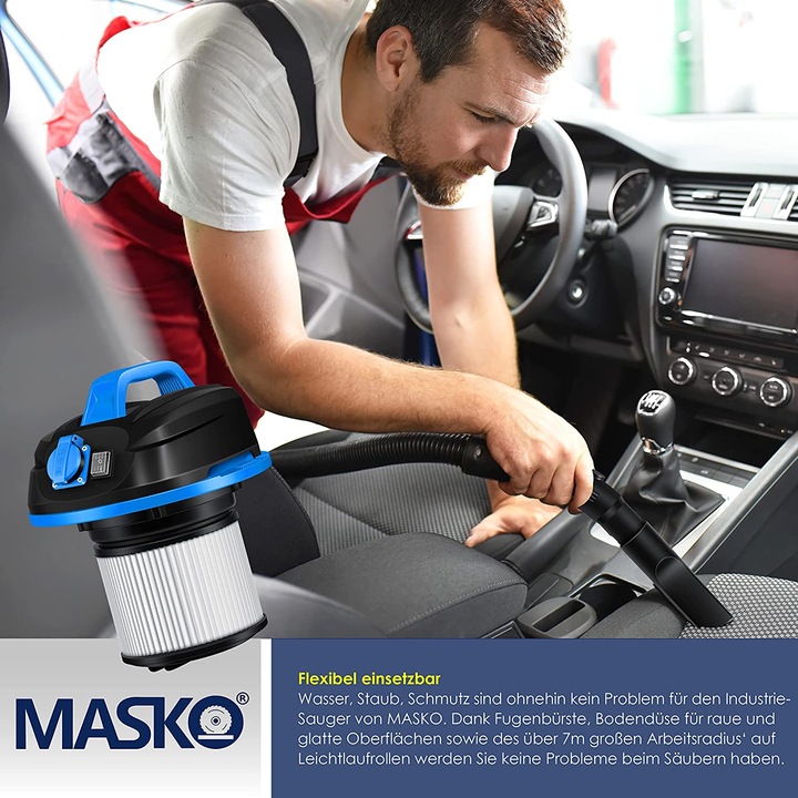 Produktbild Masko Industriestaubsauger 1800Watt in Blau (Nass-Trockensauger)