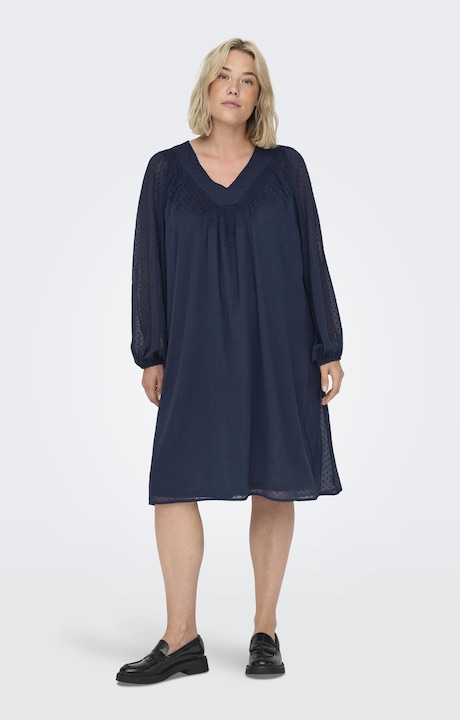 Produktbild Only Normal geschnitten V-Ausschnitt Elastische Bündchen Midikleid Kleid (42)