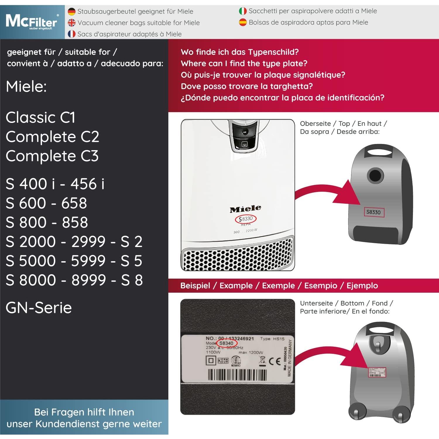 McFilter I 16 Staubsaugerbeutel geeignet für Miele Staubsauger Complete C2 Tango - SFAP3 I Staubbeutel inkl. 8 Filter I MAXI BOX