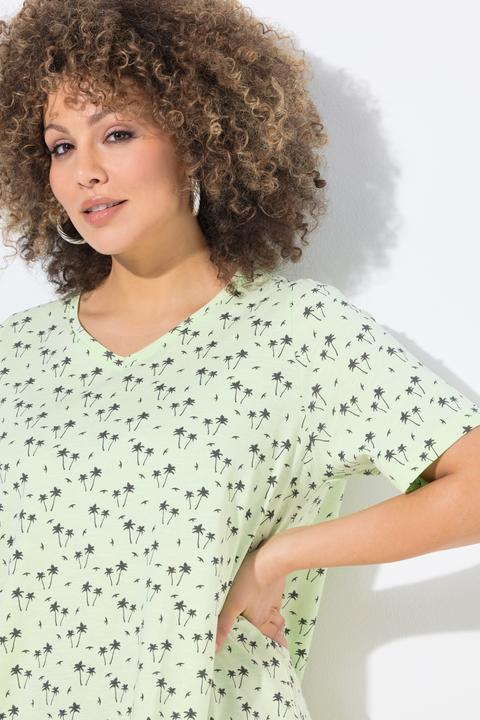 Produktbild Ulla Popken T-Shirt, Palmen, A-Linie, V-Ausschnitt, Halbarm (58)