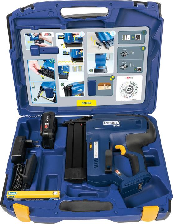 Actual product image Rapid BNX50 cordless nailer 18V P4A in case incl. battery and charger