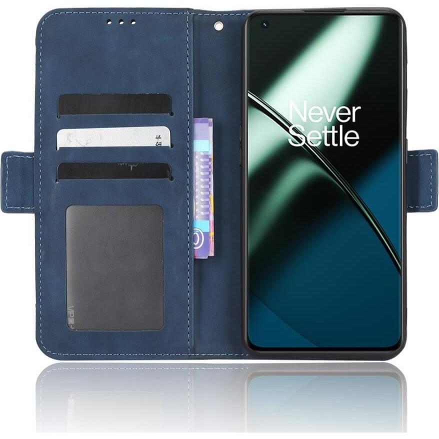 Thumbnail - Cover-Discount One Plus 11 - Etui mit vielen Kartenfächer blau (OnePlus 11), Smartphone Hülle, Blau