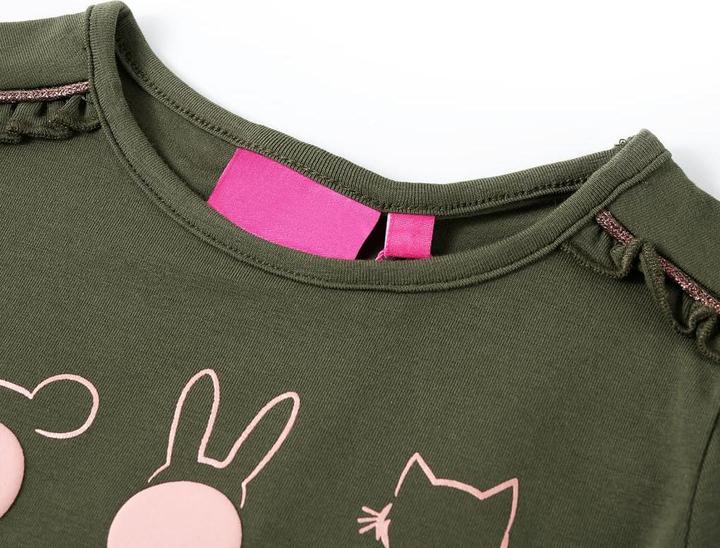 Produktbild vidaXL Kinder-Langarmshirt Khaki 140,Material: 95 % Baumwolle. 5