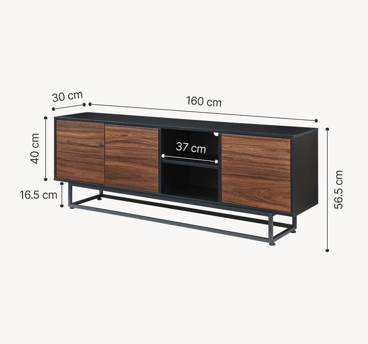 Produktbild En.Casa Lowboard Boxholm 160x30x57 cm Schwarz/Walnussoptik (160 x 30 x 56.50 cm)