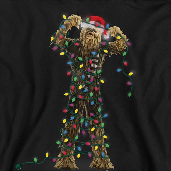 Produktbild Star Wars Christmas Chewbacca Tangled Lights Kapuzenpullover meliert (128)