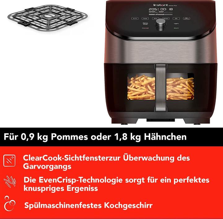Actual product image Instant Pot Vortex Plus ClearCook OdourErase RVS 5.7 litre (6 Qt) 6-in-1 airfryer frituren roosteren grillen bak