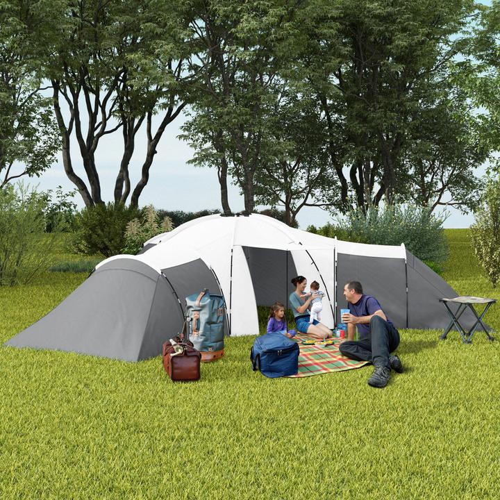 Produktbild Outsunny Campingzelt Polyester, Stahl Grau (Tunnelzelt, 9+ Personen)