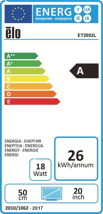 Etichetta energetica ēlo Monitor LED Elo 2002L (1920 x 1080 pixel, 19.50")