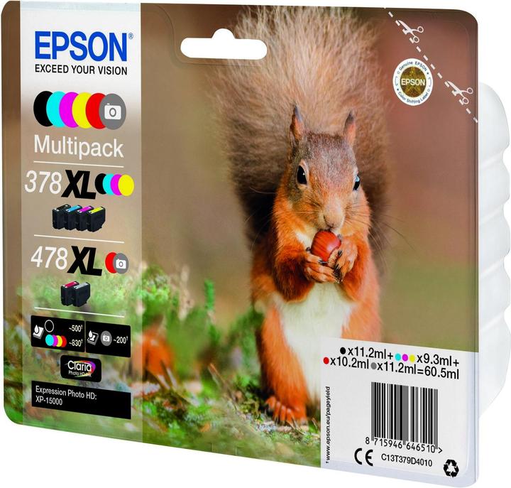Actual product image Epson Ink/378XL+478XL Squirrel CMYKRG SEC (M, C, G, R, Y)