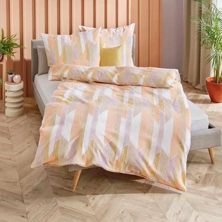 Image du produit Traumschlaf Seersucker Bettwäsche Mikado sonne (Set de linge de lit, 155x220 cm + 80x80 cm)