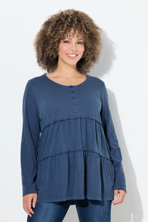 Actual product image Ulla Popken Ruffled Flounce Panel Long Sleeve Tee (50, 52)