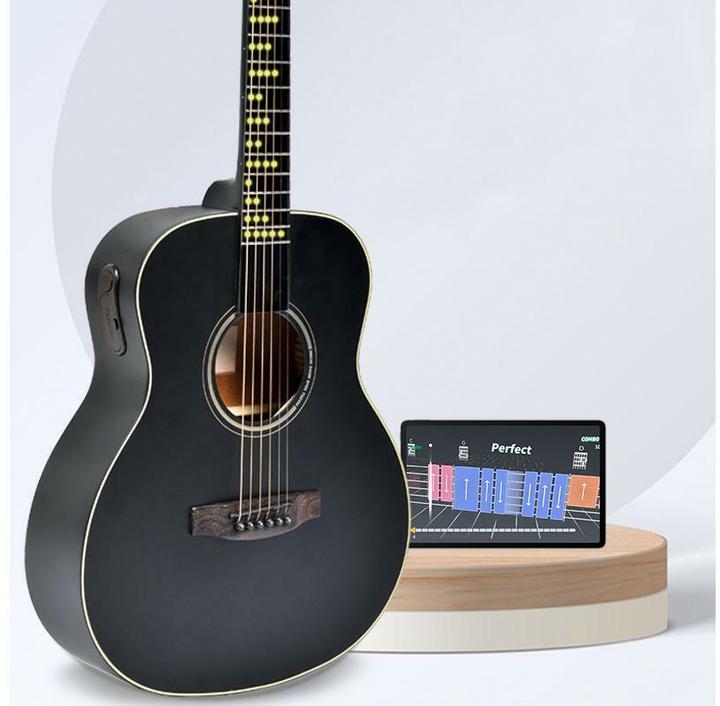 Actual product image Popu Music Westerngitarre Poputar T2 (Western guitar, Acrylonitrile butadiene styrene (ABS) (fingerboard material), Mahogany (rear material), Mahogany (side material), Rosewood (bridge material), Spruce (top))