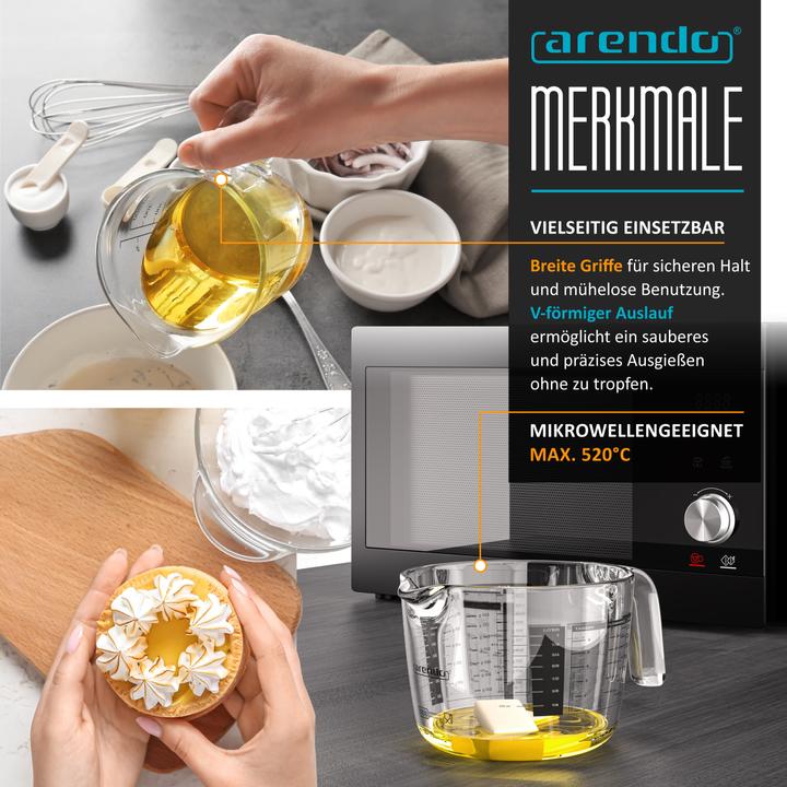 Actual product image Arendo Measuring jug glass 1 litre, borosilicate glass, heat-resistant, microwave-safe, precise scale (1000 ml)