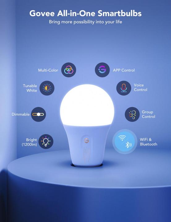 Produktbild Govee Smart Light Bulb (E27, 9 W, 1200 lm, 1 x, F)