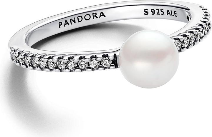 Image du produit Pandora Perle de culture d'eau douce traitée & bague pavée (56, Argent 925)