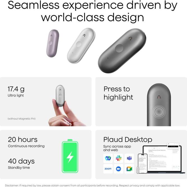 Produktbild Plaud NotePin S (64 GB)