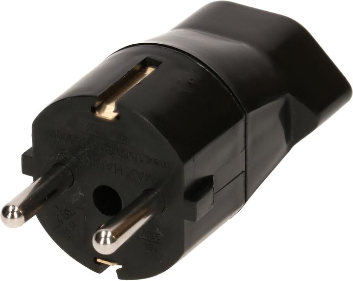 Actual product image Max Hauri Adapter plug Schuko plug to T21 socket black (CEE 7/7)