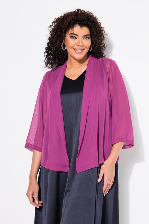 Produktbild Ulla Popken Chiffonjacke, Oversized, Schalkragen, 3/4-Arm (56)