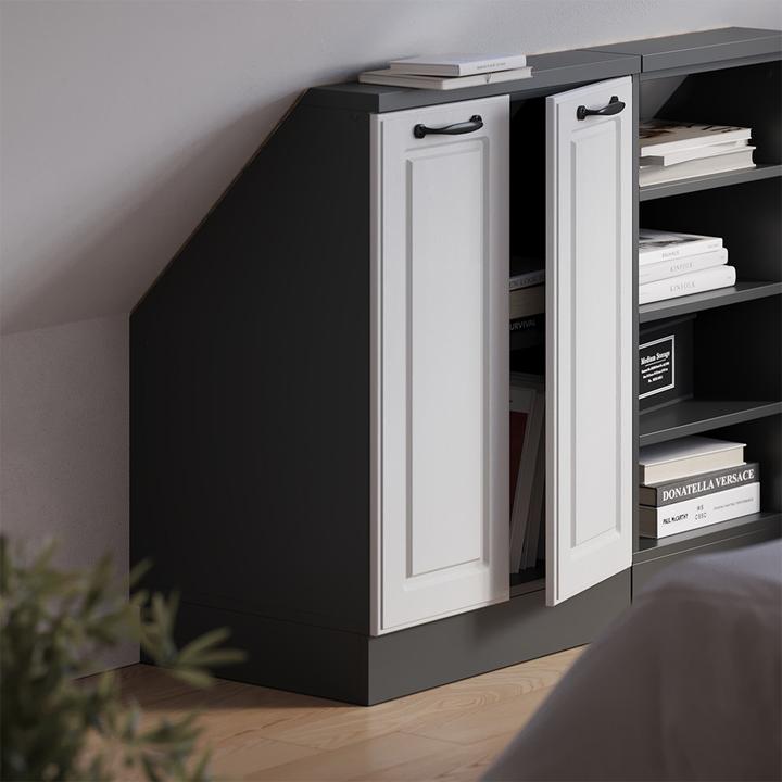 Produktbild Vichy Dachschrägenschrank Rion, Anthrazit/Weiss Landhaus, mit 2 Türen (46 x 60 x 81.60 cm)