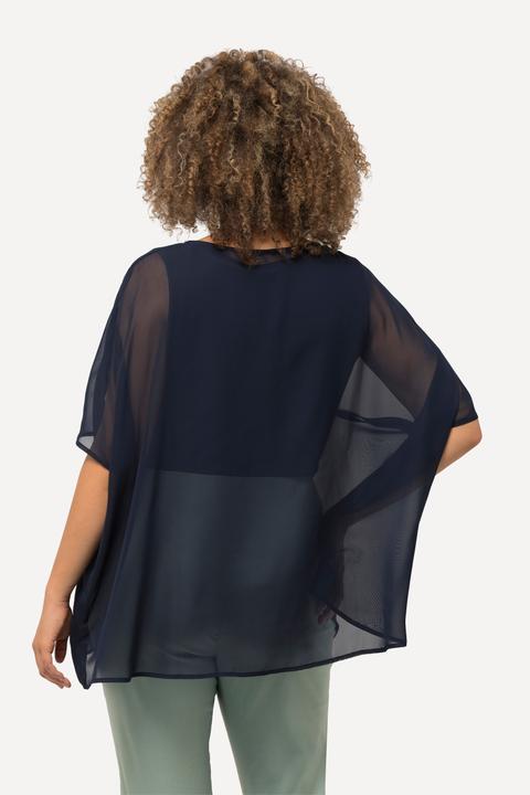 Produktbild Ulla Popken Chiffonbluse, Oversized, Rundhals, Halbarm (50, 52, 54, 56)