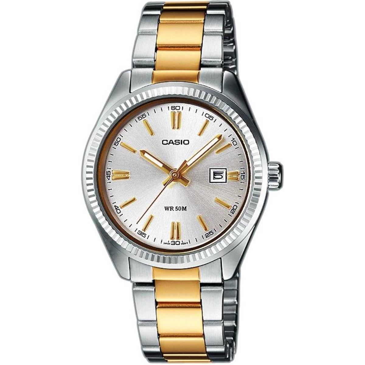 Casio Bianco/Argento Orologio Da Polso, Ltp-1302Psg-7Avef, (Orologio Da Polso Analogico, 34.50 Mm)