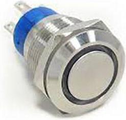 TE Connectivity Illuminated Push Button Switch, Momentary, Panel Mount, 22.2mm Cutout, SPST, Blue