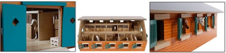Actual product image Sombo Horse stable wood with 9 horse stables 1:32