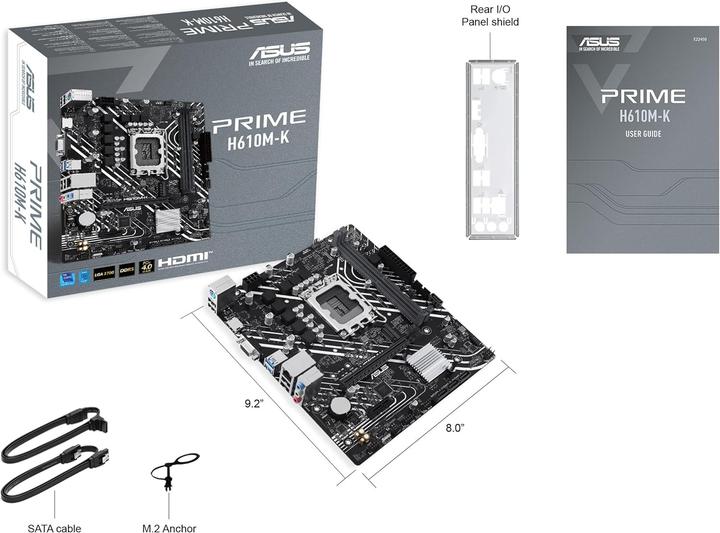 Productafbeelding ASUS MB PRIME -K Intel,1700,DDR5,mATX (LGA 1700, Intel H610, mATX)