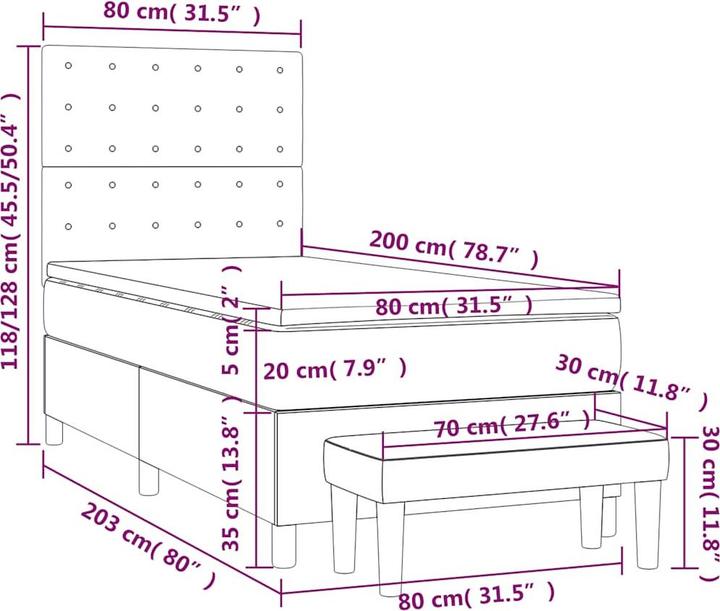 Produktbild vidaXL Boxspringbett (80 x 200 cm)